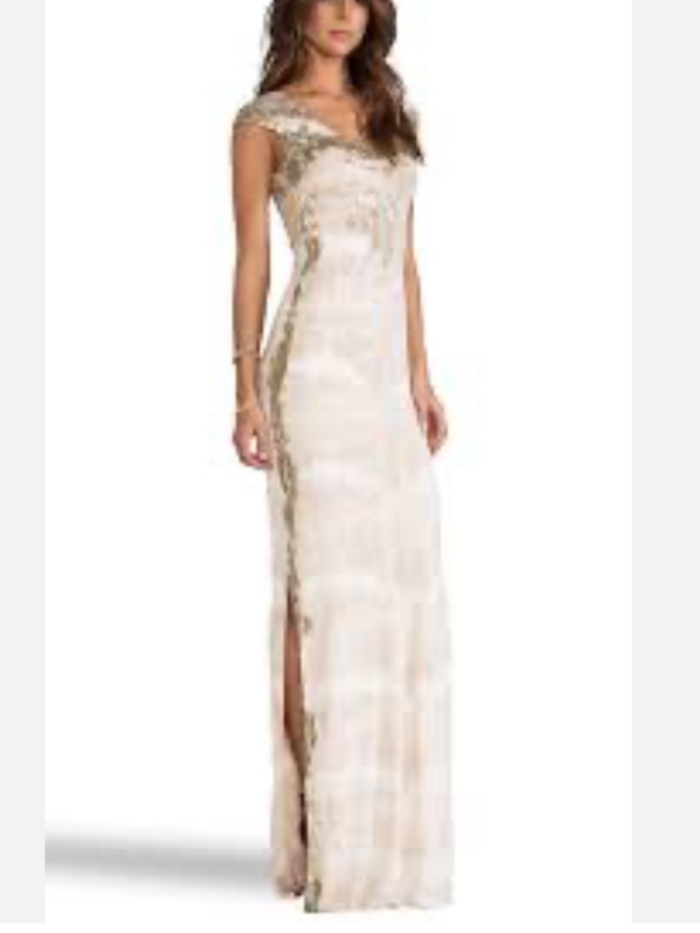 Revolve Woodleigh Aphrodite Cap Sleeve V-Neck Tie-Dye Maxi Dress in Sand Size  S